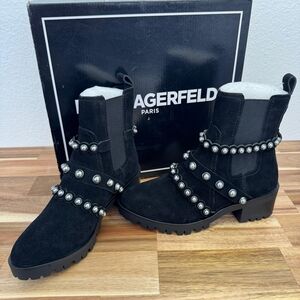 Karl Lagerfeld Black Studded Women's Boots